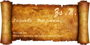 Zsinkó Marianna névjegykártya